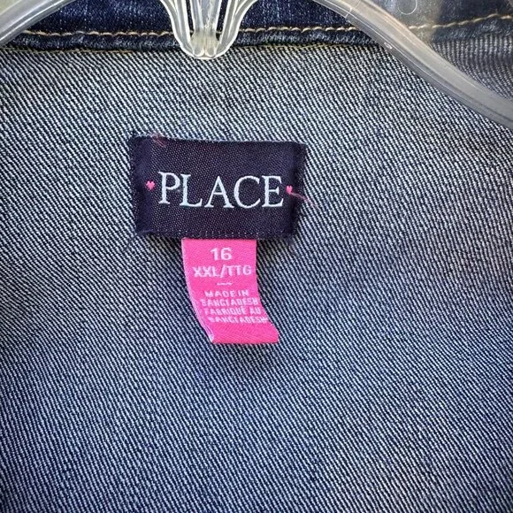 Children’s Place Dark Blue Button Up Denim Girls Jean Jacket Size 16 - Picture 4 of 12